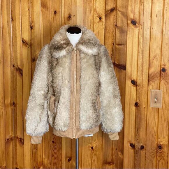 Lilli Ann San Francisco Vintage Faux Fur Jacket With Rib Knit Cuff and Bottom - Picture 1 of 13